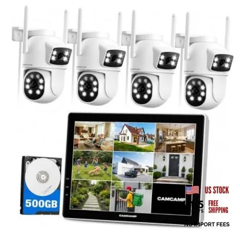 Wireless Security Camera System with 10.1" Monitor, 4 Cam Kit with Monitor