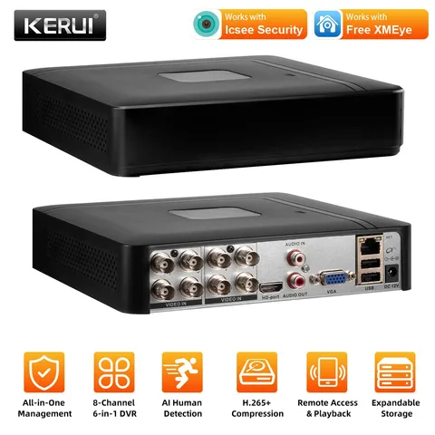H.265+ Security DVR 8CH Channel 1080p Recorder for CCTV Surveillance Camera