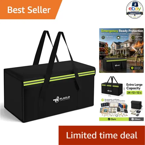 Large Fireproof Document Bag 24x12x12" Waterproof Storage for Valuables