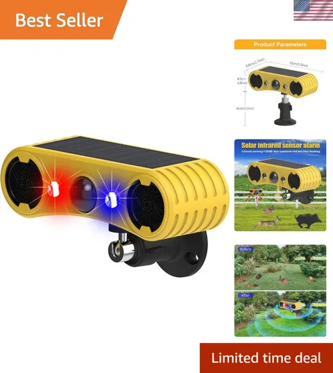 Solar-Powered Motion Sensor Alarm with 129dB Speakers & Strobe Light - 1 Pack