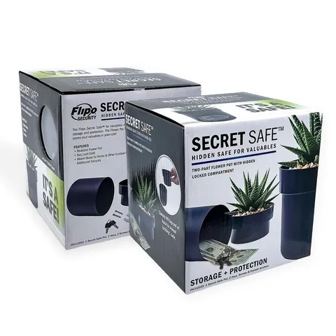 Secret Safe Flower Pot Hidden Lock Box Key Hider Planter with 2 Keys Black IRON