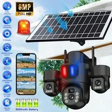 3 Lens Solar Battery Powered Wireless WiFi Outdoor Pan/Tilt Home Security Camera