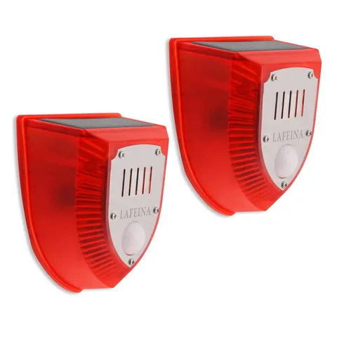 LAFEINA 2 Pack Solar Security Alarm Lights, 129dB Gunshot Sounds & Dog Barking S