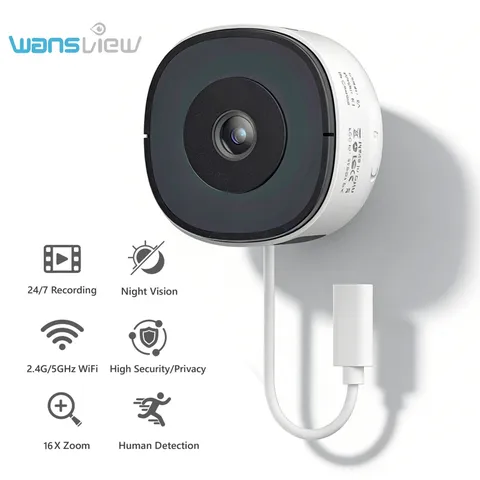 Wansview 2.4G/5GHz WiFi Window Security Camera 2K Night Vision Home Monitor Cam