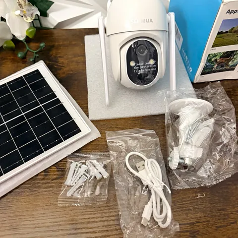 SEHMUA 2K PTZ Wireless Solar Outdoor Wi-Fi Security Camera, White