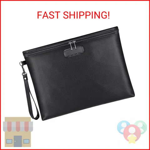 Fireproof Document Bag with Lock, ZOOPIP 14.3"x10.2" Fireproof and Waterproof Mo