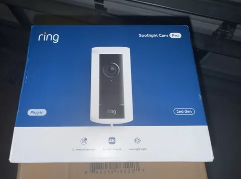 New Ring Spotlight Cam Pro Plug-In 2nd Gen White 4k Retinal Vision Security