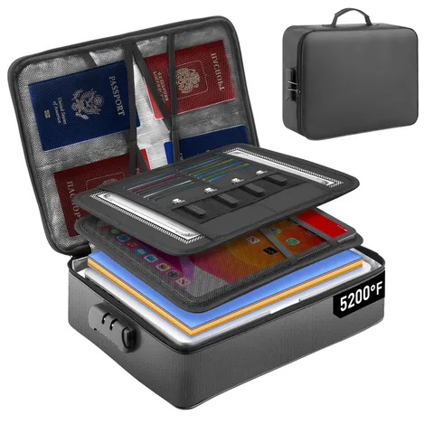 5200°F Fireproof Document Bag with Lock for Home, Office & Travel