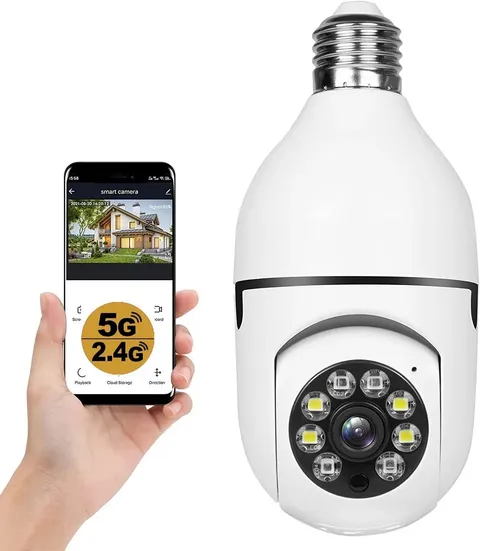 Security Cameras Wireless Outdoor 360 Degree,2.4Ghz & 5Ghz Wifi Light Bulb Camer
