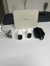 Lot of 2 Netgear Arlo VMC3030 Wireless Security Cameras with Base and batteries