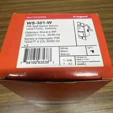 Wattstopper WS-301-W PIR Wall Switch Sensor 120/277VAC 50/60Hz White New