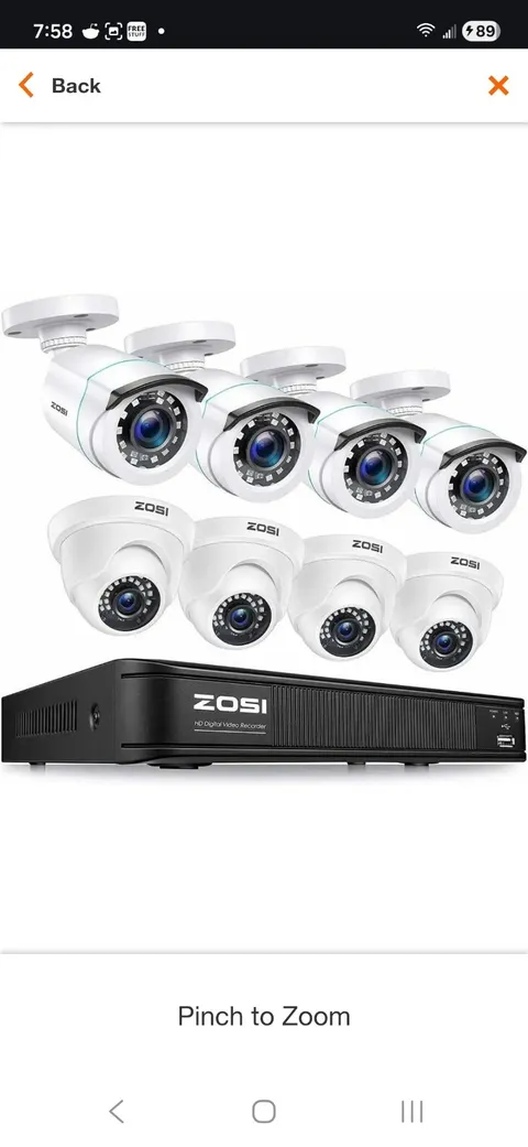 NEW Zosi 8CH Security System w/DVR No HDD ZR08AM/00 4AK-8141AW-US 4AK-2521AW-US