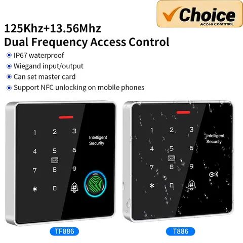 Dual Frequency 125Khz+13.56Mhz Fingerprint Access Control Keypad Waterproof Fing