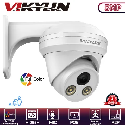 VIKYLIN Full Color Night light Wired 5MP POE Camera Mount Outdoor Onvif NDAA Lot