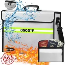 WJTZDZ Fireproof Money Bag Silver Medium