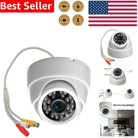 CCTV Dome Audio Camera 800TVL 1/3 CCD 24 IR LEDs Indoor Security Night Vision