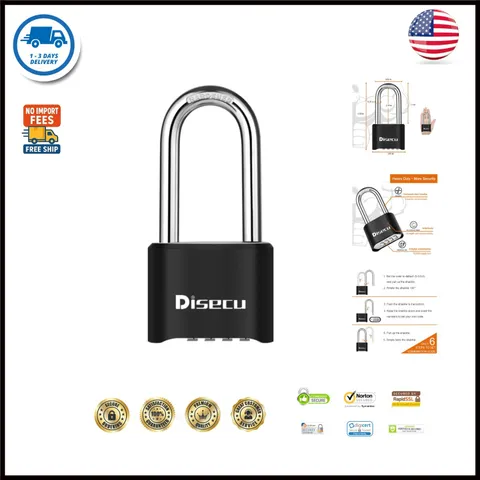 1 Pack  Heavy Duty 4 Digit Combination Lock, 2.5 Inch Long Shackle Outdoor Water