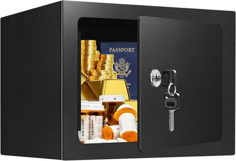 0.25 Cuft Small Fireproof Safe Box with Key Lock, Hidden Steel Security Box, Saf