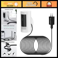 Weatherproof Power Adapter for Ring Stick Up Cam - 16ft Cable, Continuous Chargi