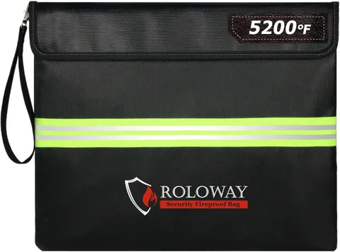 ROLOWAY Fireproof Document Bag (14 X 11 Inch) with 5200? Upgraded Aluminum Foil