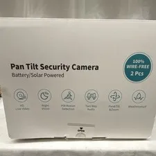 2-Pack HD Pan/Tilt Wi-Fi IP Security Cameras Battery/Solar Night Vision White