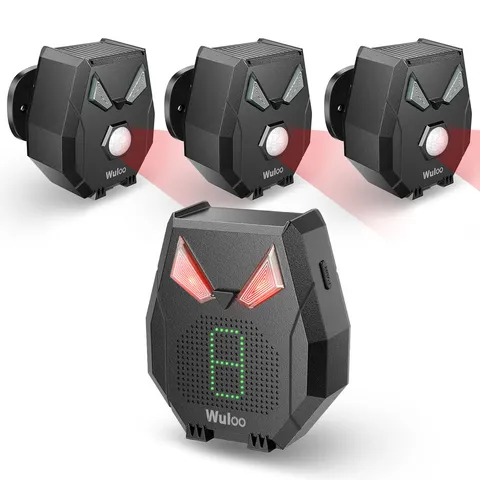 Wuloo Solar Driveway Alarm Wireless Outside Weatherproof 1/2 Mile Long Range
