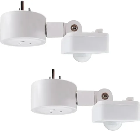 Indoor Motion Sensor Light Socket Plug with Adjustable Detection - 2 Pack