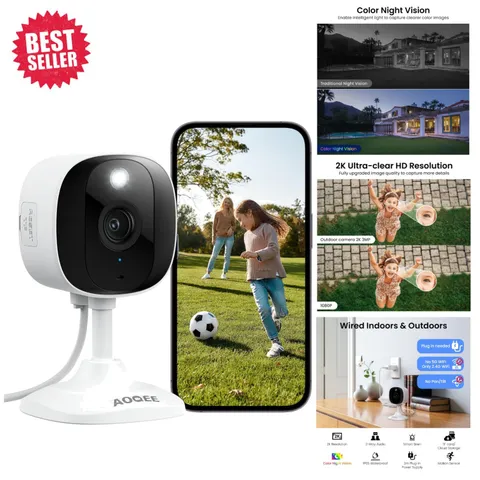 Waterproof Indoor/Outdoor Camera with Motion Alerts & 2-Way Audio - Easy Setup