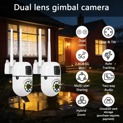 2 Piece Waterproof Indoor Waterproof Dual Lens WiFi Camera