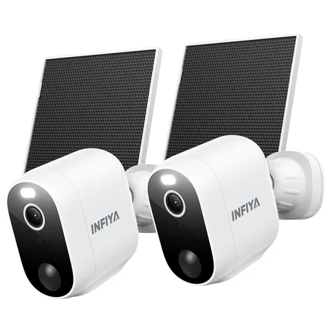 INFIYA 2K Solar Camera Outdoor Wireless for Home Security, 2Pack, White