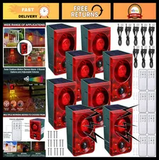 Solar Motion Sensor Animal Deterrent Alarm - 130dB Loud Noise Maker, 3 Modes, US