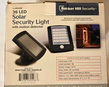 Bunker Hill 60498 Security36 Led Solar Motion Detector Light (New In Box)