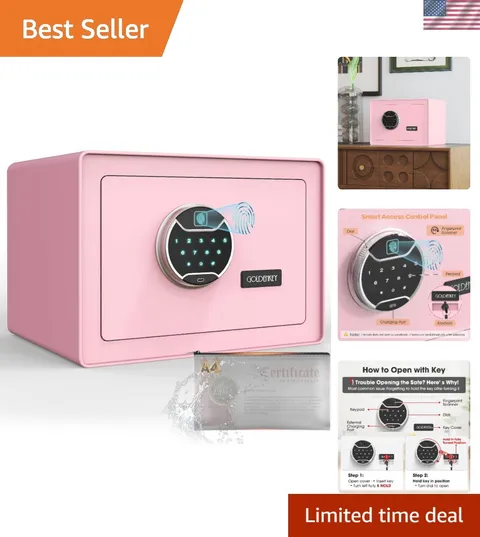 1.2 Cu Ft Pink Biometric Safe - Fireproof & Waterproof Jewelry and Cash Security