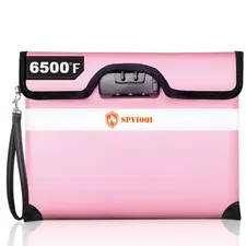 Fireproof Document Bag with Lock 6500F Money Pouch Cash Zipper Reflective