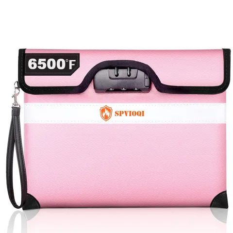 Fireproof Document Bag with Lock 6500F Money Pouch Cash Zipper Reflective