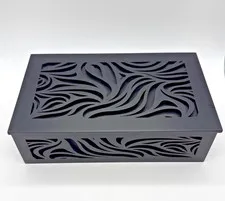 Saillong Wood Doorbell Chime Cover Black Vine Design Wall Box w/ Screws & Tape