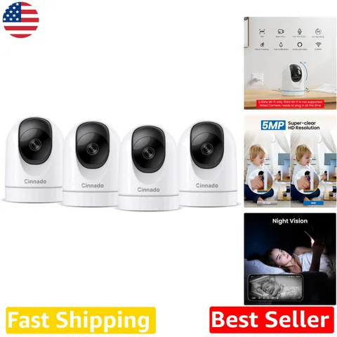 Crystal 2K WiFi Home Security Camera 4 Pack 360° Pan Tilt Alexa Control