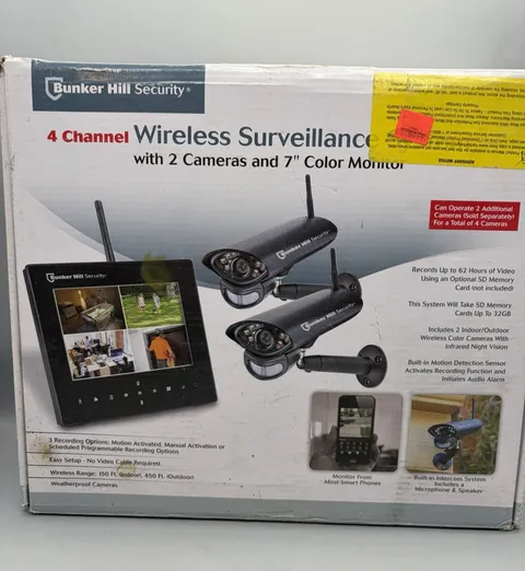 Bunker Hill 62368 Security System Monitor & 2 Cameras 4 Channel