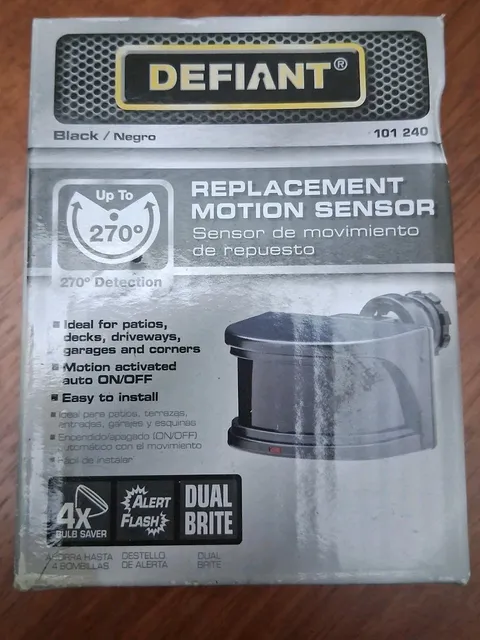 DEFIANT 270 DEGREE REPLACEMENT OUTDOOR MOTION SENSOR HARDWIRED 120V LIGHT BLACK