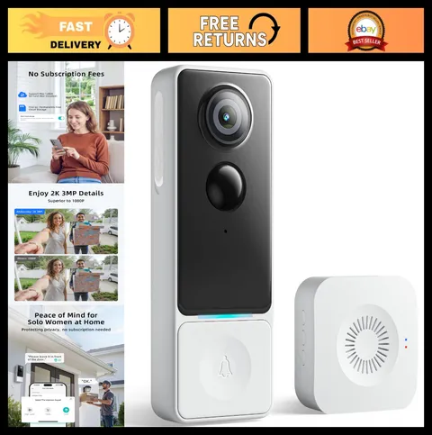 Wireless 3MP HD Video Doorbell Camera with Free Human Motion Detection Alerts