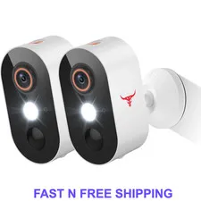2 Pack Wireless Security Camera System Smart Night Vision Outdoor WiFi Cameras