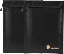 2 Pcs Fireproof Document Bag (15 X 11 Inch), Waterproof Fireproof Money Bag for