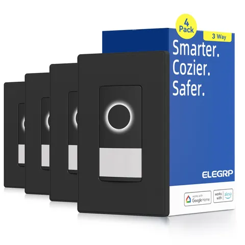 Smart Motion Sensor Switch, 2.4GHz Wi-Fi 3 Way Light Switch Compatible with A...