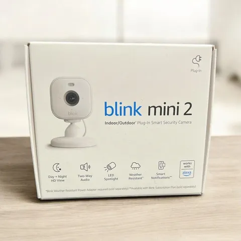 Blink Mini 2 — Plug-in smart security camera, HD night view in color, built-in