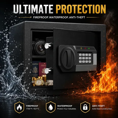 1.2 Cubic Feet Small Fire Safe Box for Home, Fireproof Lock Box, Security Money