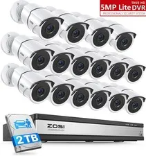 ZOSI 16CH 2TB Security Camera System 16x1080P Outdoor Audio Cameras Night Vision