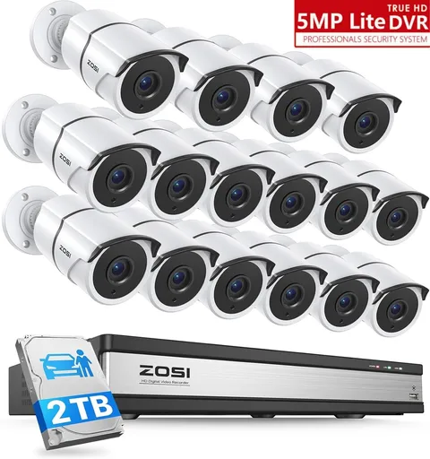 ZOSI 16CH 2TB Security Camera System 16x1080P Outdoor Audio Cameras Night Vision