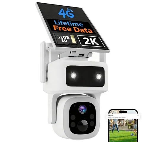 4G LTE Solar Security Camera - Outdoor Wireless, 2K Night Vision, PTZ, No WiFi,