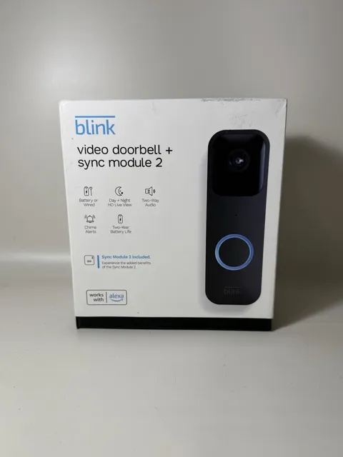 Blink Video Doorbell + Sync Module 2 Smart Alexa WiFi Security Camera Black Box