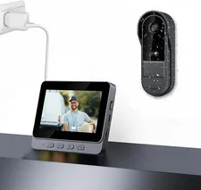 Wireless Doorbell Camera No Subscription 1080P Video with Screen Two-Way Audio